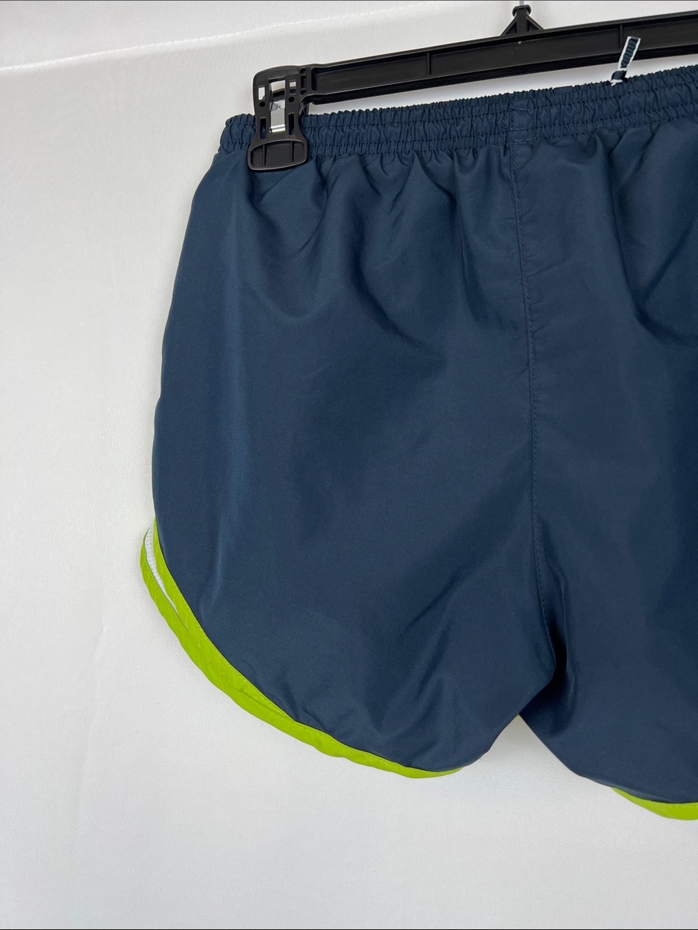 Nike Women's Navy Athletic Shorts with Lime Trim - Picture 6 of 10